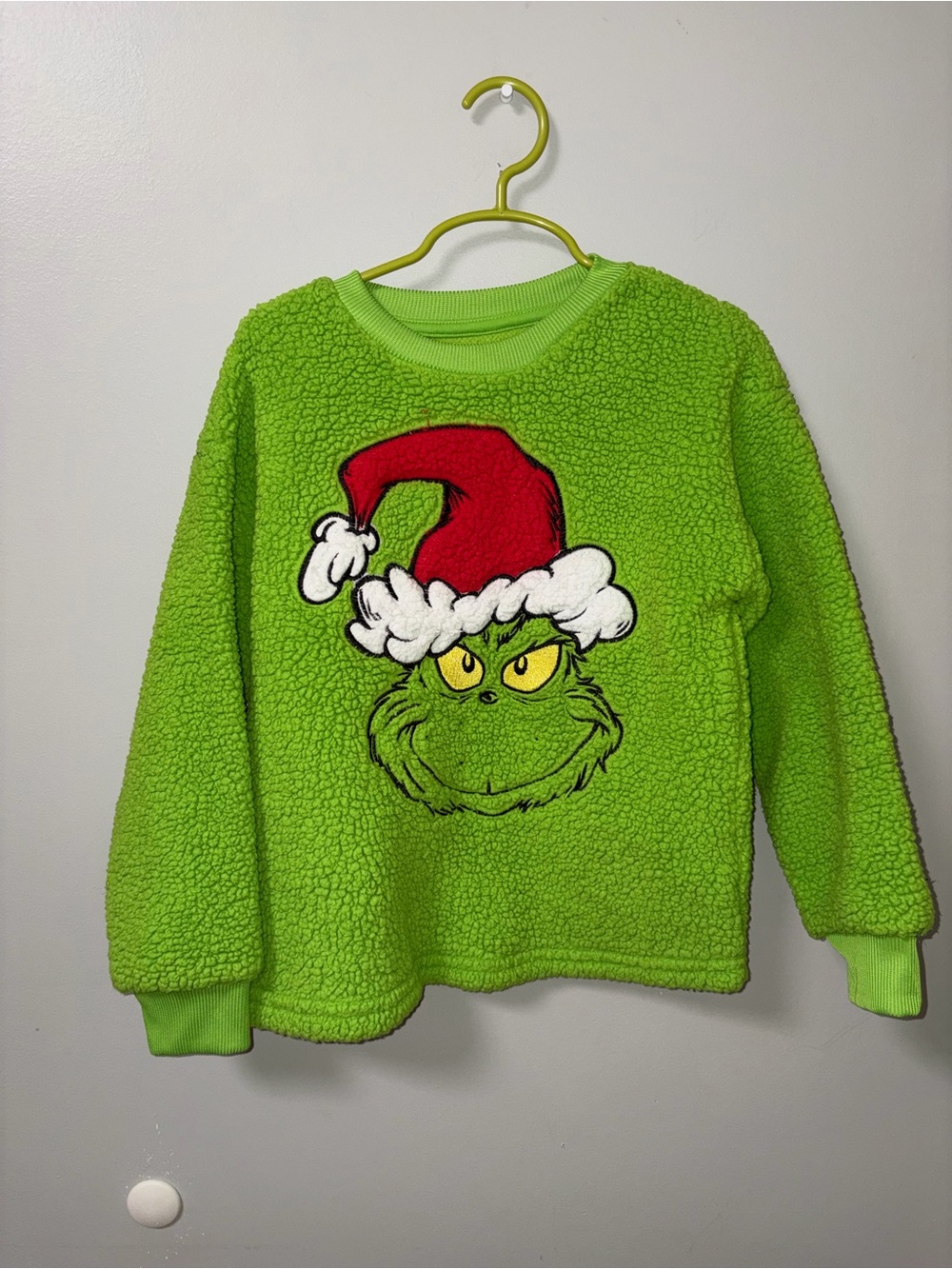 Carters The Grinch Green Christmas Sherpa Pullover Sweatshirt Unisex Kids 6
